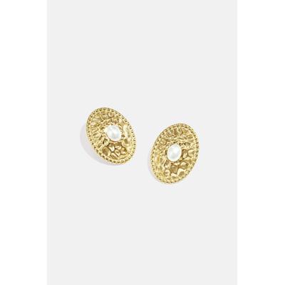 Paar Ohrstecker ADELIA´S "LIVAYA Ohrringe Ohrstecker aus Edelstahl mit Hammermuster", Damen, Gr. Damen, Edelstahl, gold (goldfarben), Ohrringe, Stylisch durch die ovale Form mit strukturierter Oberfläche