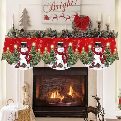 Rare Purchases Red Christmas Fireplace Mantel Scarf, Table Cover Xmas Ornaments, Snowman Navidad Natal New Year Gifts For Home Red Christmas Fireplace Mantel Scarf, Table Cover Xmas Ornaments, Snowman Navidad Natal New Year Gifts For Home