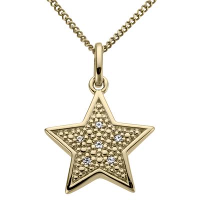 Kettenanhänger FIRETTI "Schmuck Geschenk Gold 333 Halsschmuck Anhänger für Halskette Stern", gold (gelbgoldfarben, weiß, wweiß), Schmuckanhänger, Damen, 0,02 P2 = erkennbare Einschlüsse, Diamanten Gelbgold 333, 1 g, Diamanten, Gelbgold 333,...