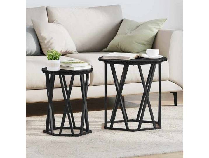 Table basse 2 pcs-Table Salon Chêne noir 50 x 50 x 50 cm 333844