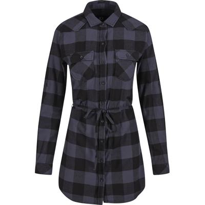 Langarmhemd BRANDIT "Brandit Damen Ladies Longshirt", Damen, Gr. XS, US-Größen, schwarz (schwarz, grau), 100% Baumwolle, normal, Hemden