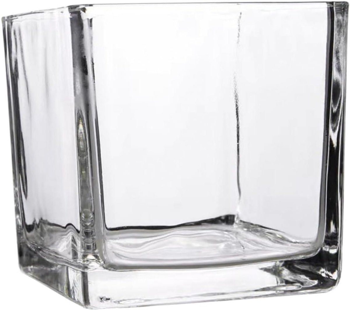Decoratieve Glazen Vaas - Moderne Vierkante Bloemenhouder - Transparant - 15 x 15 cm