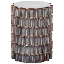 Beistelltisch Axu - Keramik Grau / Blau, Ø 35 cm