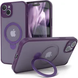 EAZY CASE Case MagSafe Rotation Ring für iPhone 15 Plus (Apple iPhone 15 Plus), Smartphone Hülle, Violett