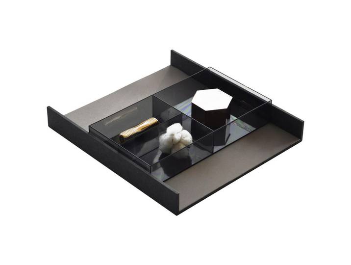 Belluti Ordnungssystem, Braun, Schwarz, 34.7x4.4x31.4 cm, Badaccessoires, Sonstige Badaccessoires