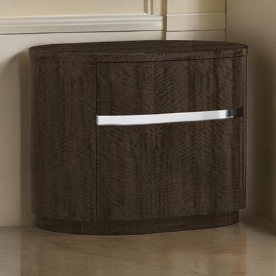 Benjara Cary Nightstand with Storage, Dark Walnut Brown, Steel Handle, 28 Inch