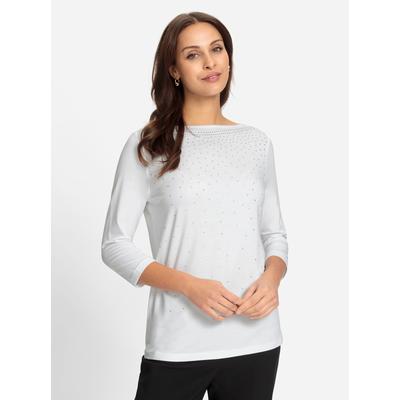 3/4-Arm-Shirt LADY "3/4-Arm-Shirt", Damen, Gr. 44, weiß, 95% Viskose, 5% Elasthan, unifarben, U-Boot-Ausschnitt, Shirts 3/4-Arm-Shirt