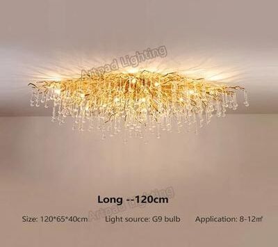 Uplifted Finds Nordic Luxury Gold K9 Crystal Chandelier   Modern LED Chandelier Fixture long 120cm silver Body warm White