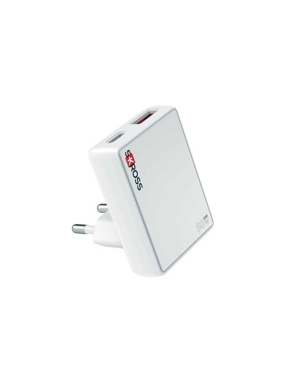 SKross Slim EUROPE 30W GaN Charger USB-A USB-C - 90° EU Plug