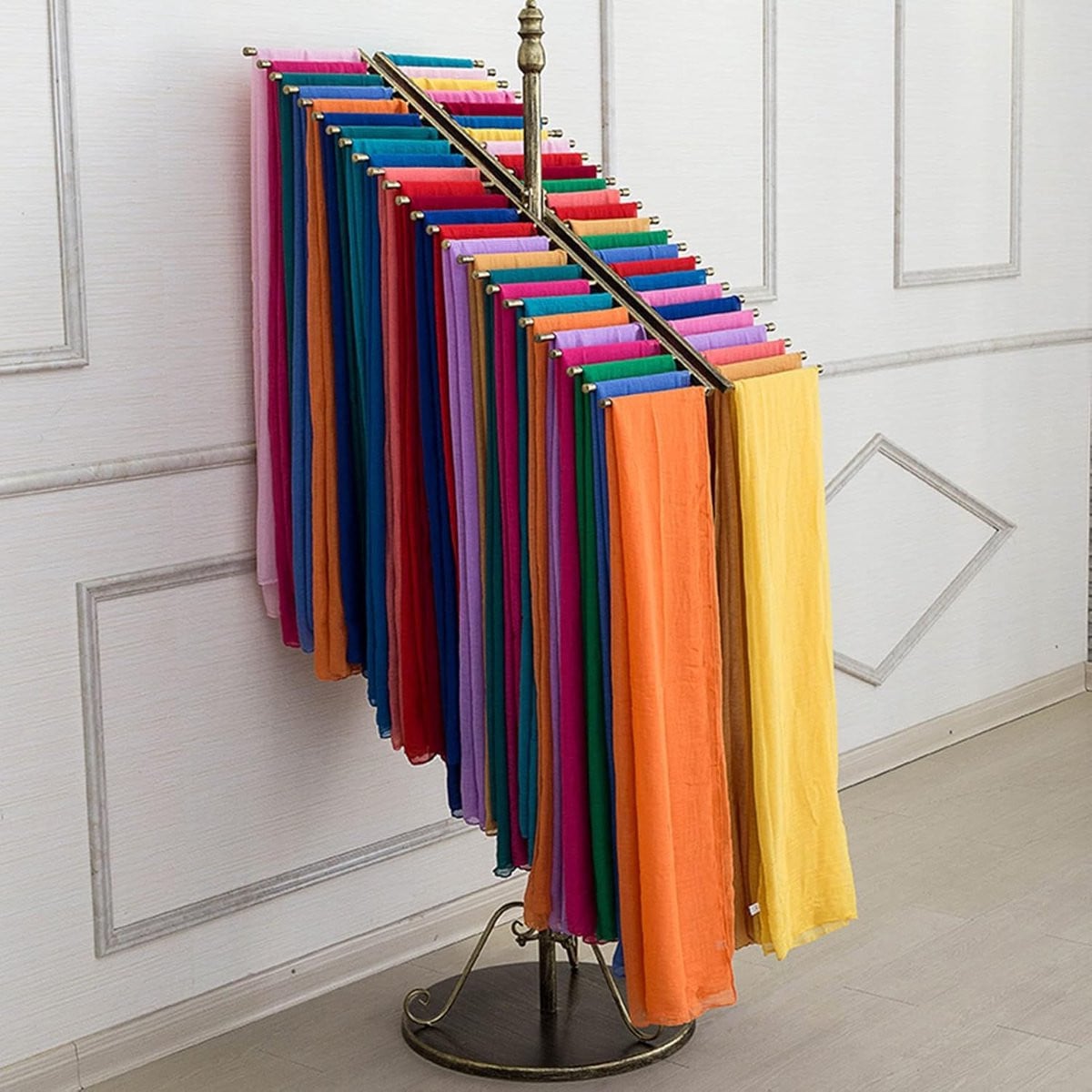 Sjaalhouder Organizer Brons - Vrijstaand Kledingrek voor Accessoires - H 170 x B 58 x D 17 cm