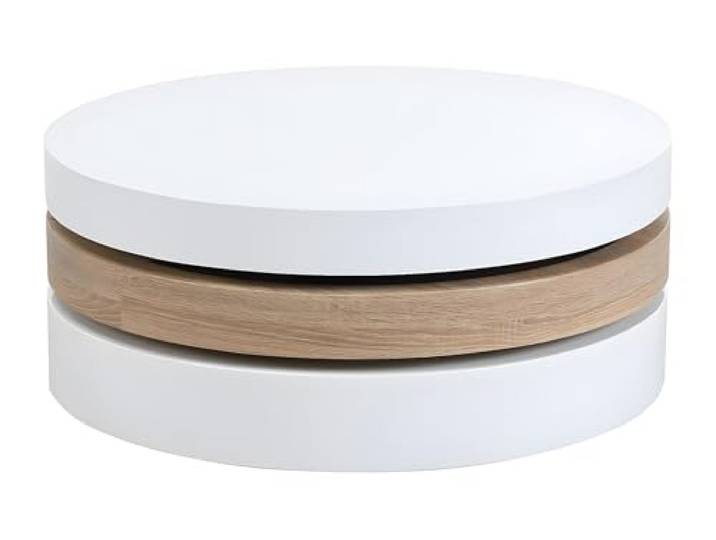 Vente-unique Couchtisch drehbar Janita - Holz (MDF) - Weiß & Eiche