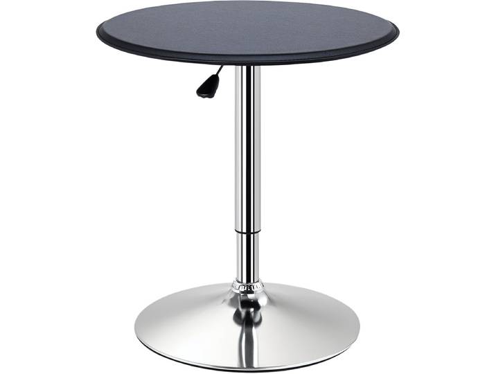 HOMCOM-Bartisch-Chromstahl\, Holzwerkstoff\, Kunstlederbezug-63L x 63B x 67-93H cm-Schwarz