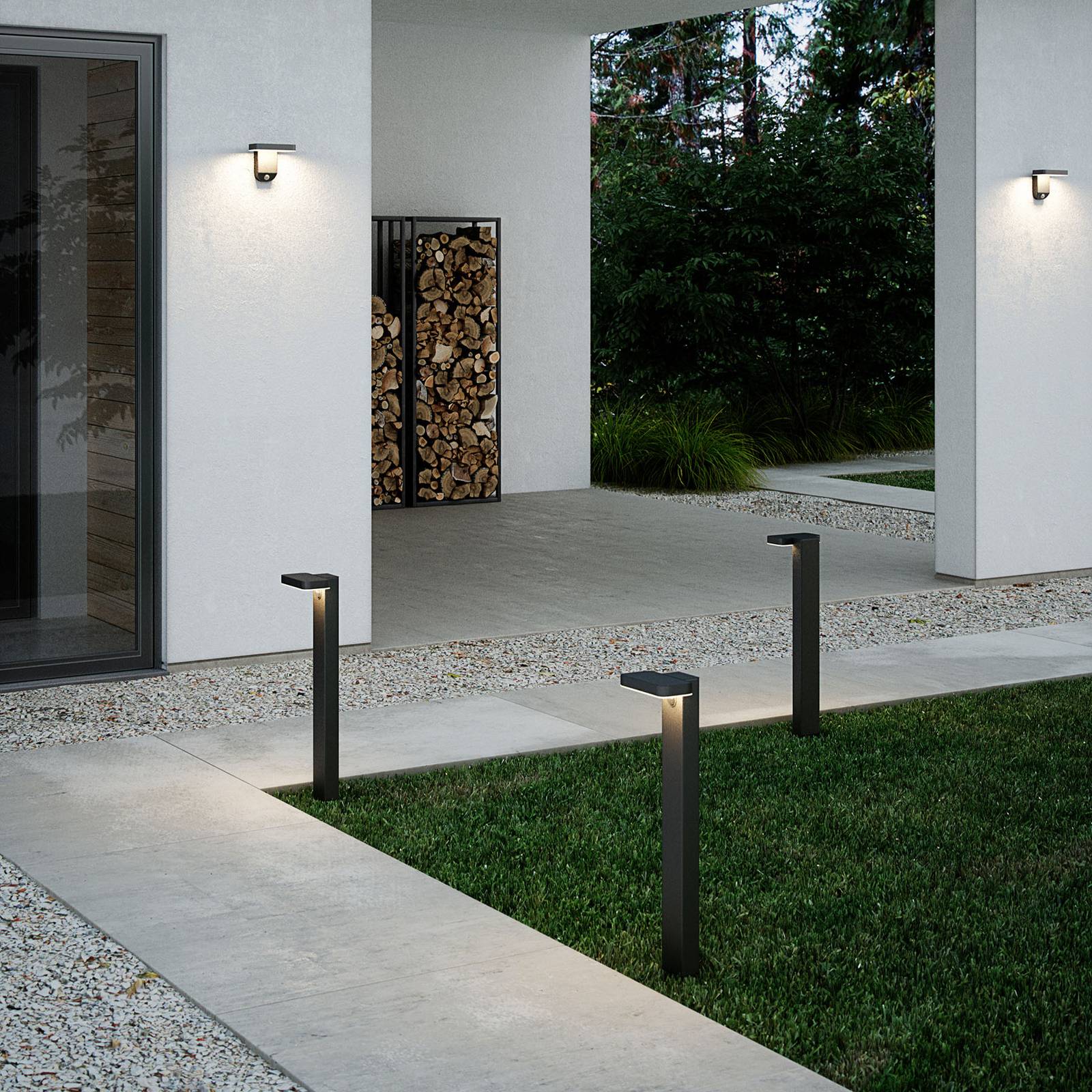 Nordlux Bornes lumineuses LED Square, angulaires Rica Square, noir, Métal, Moderne, Lampe Solaire