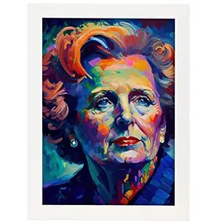 POSTER Margaret Thatcher In Voller Farbe Fotostil. A3 Weißer Rahmen