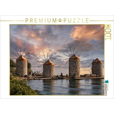 CALVENDO Puzzle Windmühlen an der Küste von Tampakika auf Chios | 1000 Teile Lege-Größe 64 × 48 cm Foto-Puzzle für glückliche Stunden