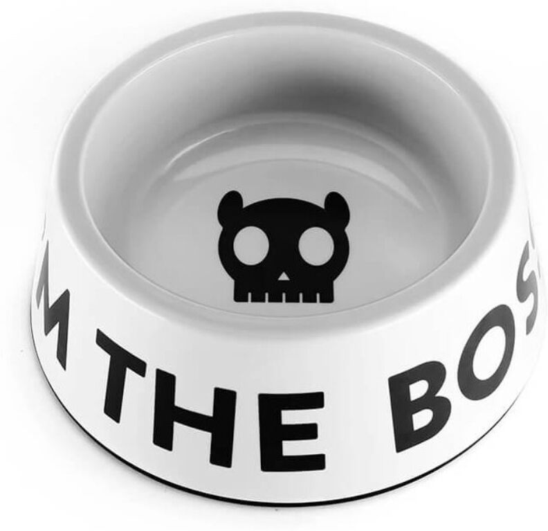 Zee.Dog Ciotola per Cani in Melamina "I'm The Boss" Bianca S