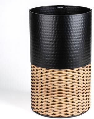 happimess Asher Modern 4.13-Gallon 2-Tone Faux Wicker/Metal Cylinder Waste Basket