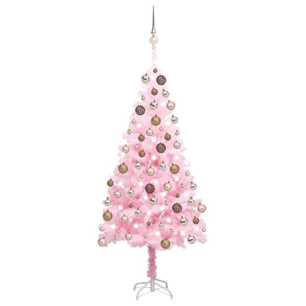 Prolenta Kunstkerstboom met verlichting en ballen, roze
