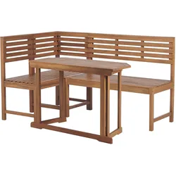 BALKON ECKBANK SET 4-teilig Akazienholz hellbraun modular Treia