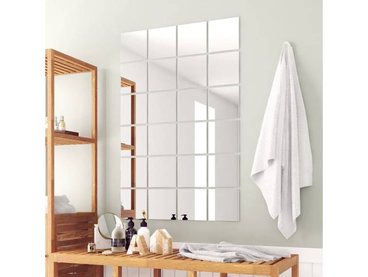 Miroir carré en verre, 24 pièces, carrelage, décoration de maison, chambre à coucher, miroirs décoratifs