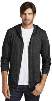 District DT565 Medal Full-Zip Hoodie in Black size 3XL   Cotton/Polyester Blend