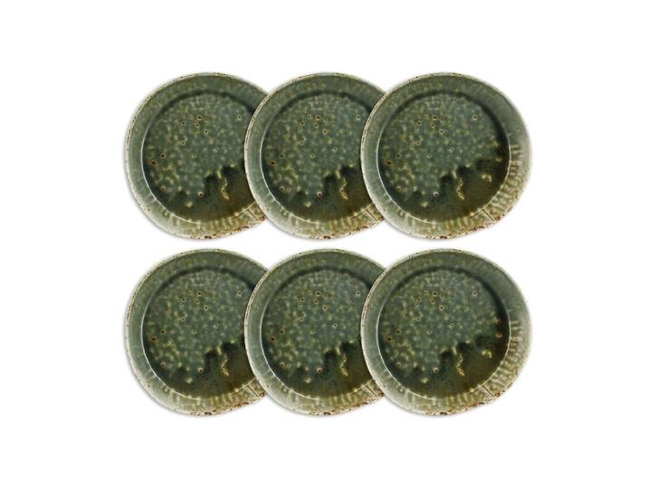 Lot de 6 assiettes coupes 20,5cm en porcelaine vert
