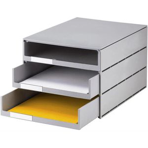 Styro Styro Schubladenbox 14-8051.85,  val Pro, A4, 3 Fächer, Kunststoff, offen, grau