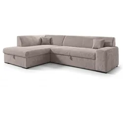ECKSOFA L Form Lucera Beige 260/175/71 cm Links mit Schlaffunktion
