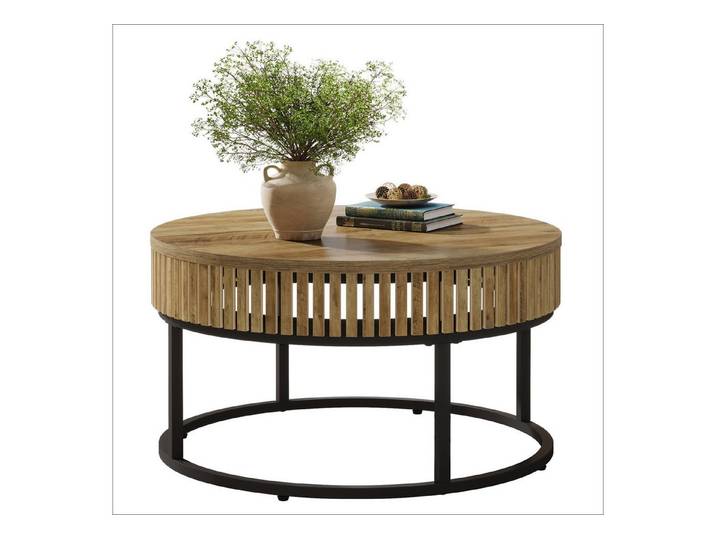 Tribesigns Couchtisch Runde Couchtisch, 80cm Wohnzimmertisch, Moderne Couchtisch Holz