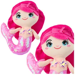 Plüsch Meerjungfrau Kuscheltier Schwanz Pailletten Hellrosa 28cm