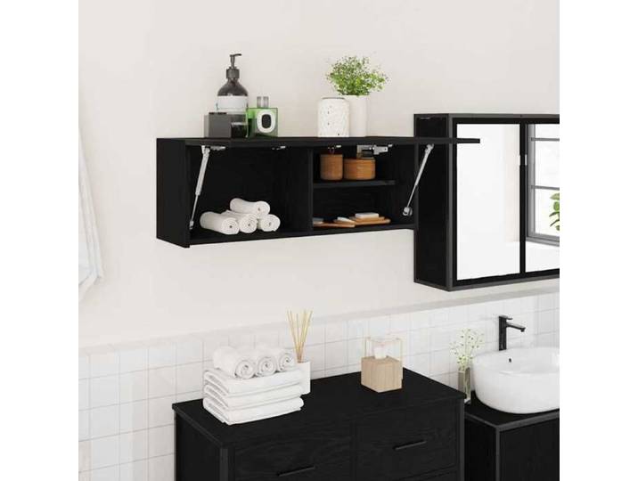 Meilleures Meuble de rangement suspendue Armoire murale de bain noir 80x25x30cm - bois d'ingénierie SSD85226674