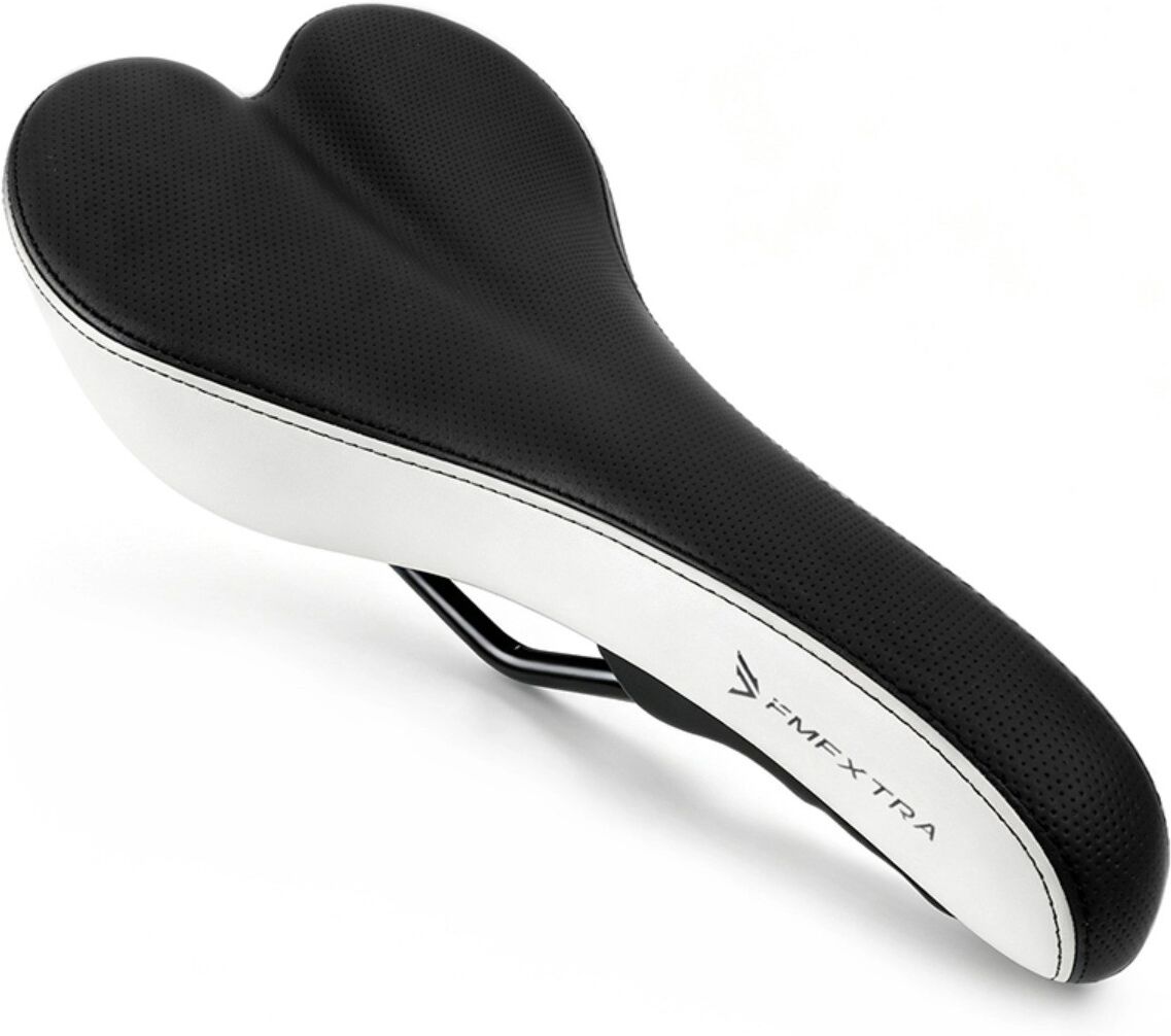 INF Universeller ergonomischer Fahrradsattel aus PU-Leder mit Schaumstoff und Stoßdämpfung Schwarz-Weiss