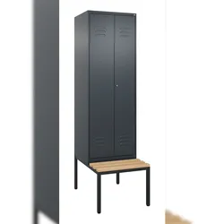 C+P Doppel-Spind Classic PLUS Buche untergebaute Bank 2 Abteile, HxBxT 212x60x82cm, Zylinderschloss, Anthrazit von PROREGAL