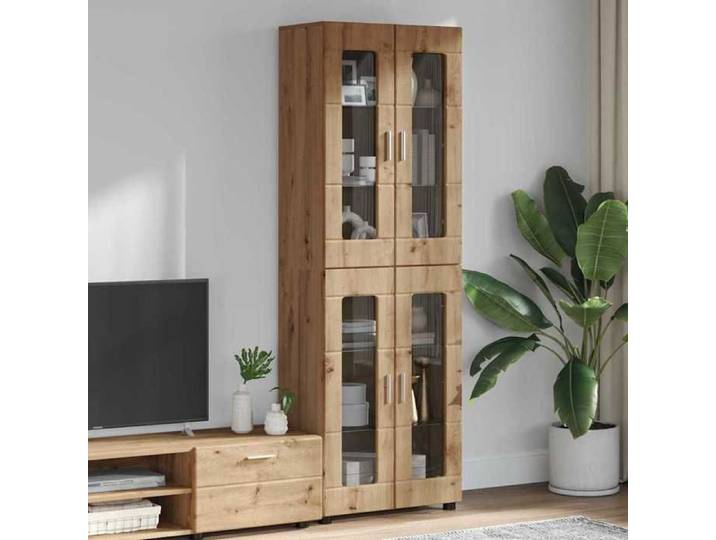 Highboard - ZENCORE® - Cadre solide - Haut Armoire/Buffet de Cuisine - avec porte FLORIN Chêne artisanal 60x35x182cm B571158