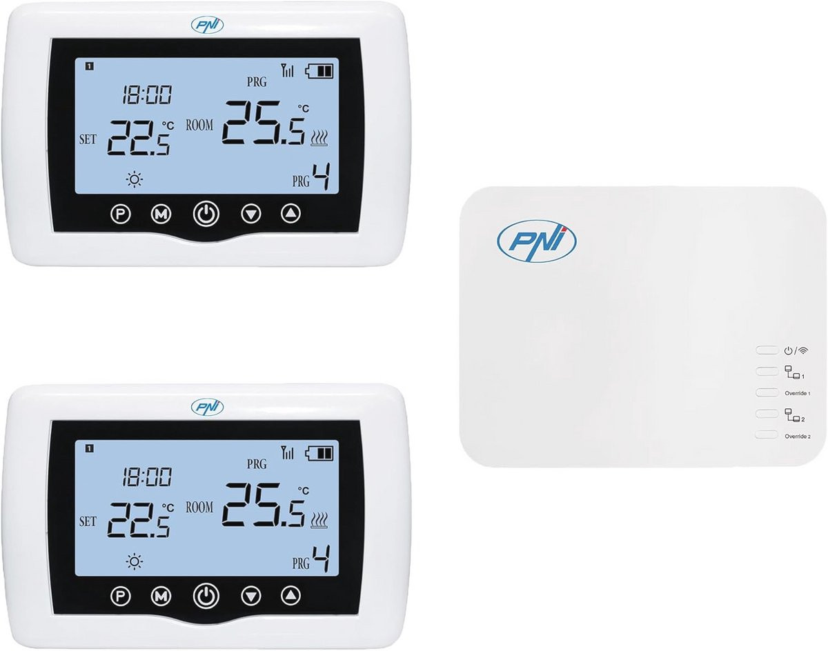 Slimme draadloze thermostaat met wifi bediening voor 2 zones via de TuyaSmart app, wit