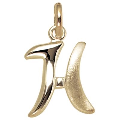 Buchstabenanhänger JOBO "Anhänger Buchstabe", gelbgold 375, Schmuckanhänger, Damen, H, Gelbgold 375, 375 Gold