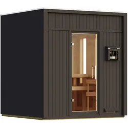 Karibu Design Saunahaus Avenal Blackline - 73 mm schwarz Ohne Terrasse Ohne Ofen