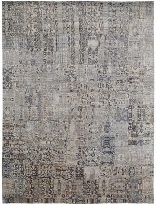 KALATY Modern Grey Hand-Knotted Wool & Viscose Area Rug