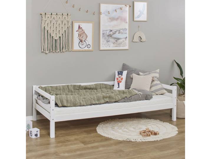 Daybett HOPPEKIDS Kinderbett ECO Dream, Einzelbett, Juniorbett 90x200 , weiss (weiß), B:98cm H:56cm L:208cm, Kiefer massiv, Daybetten, Daybett, Weiss, Grün, Blau, Rosa, Grau