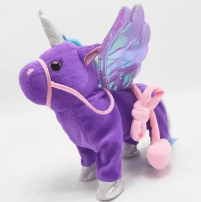 Uplift Curations Cute Plush Electric Walking Talking Unicorn Alpaca Musical Toy For Kids 35cm purple A Style