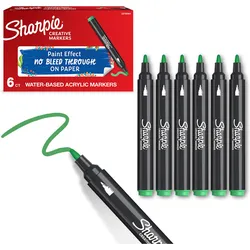 Sharpie, Marker, - Creative Marker Acrylic Paint Pens - Bullet Tip Water-Based Paint Markers - Emerald Gr... (6x)
