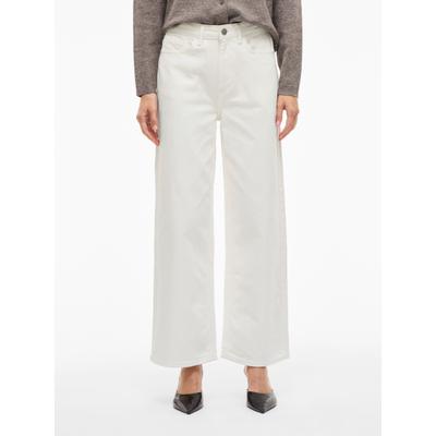 High-waist-Jeans VILA "VIFREYA JAF HW JEANS - NOOS", Damen, Gr. 40, Länge 32, weiß (cloud dancer), Denim/Jeans, Obermaterial: 99% Baumwolle, 1% Elasthan, unifarben, relaxed fit knöchellang, Jeans High-Waist-Jeans