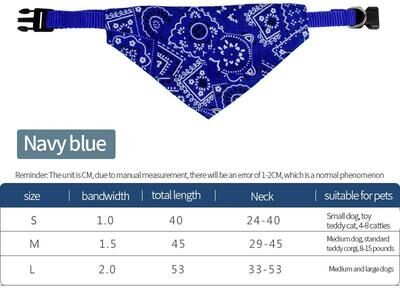 Inspire Select Adjustable Pet Triangle Bandana Cute Printed Dog & Cat Saliva Scarf With Collar Strap blue s