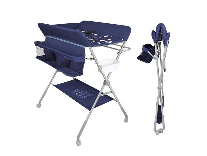 LuxusKollektion Kinderbett Baby Wickeltisch mobil klappbar Marineblau