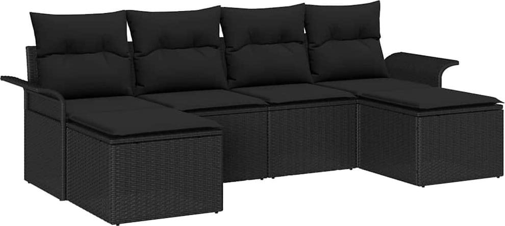 Gartenmöbel-Set, modulares Outdoor-Sofa-Set mit Stauraum, höhenverstellbarer Tisch, 4 Sitzplätze, UV-beständiges Poly-Rattan, wetterfest, Schwarz