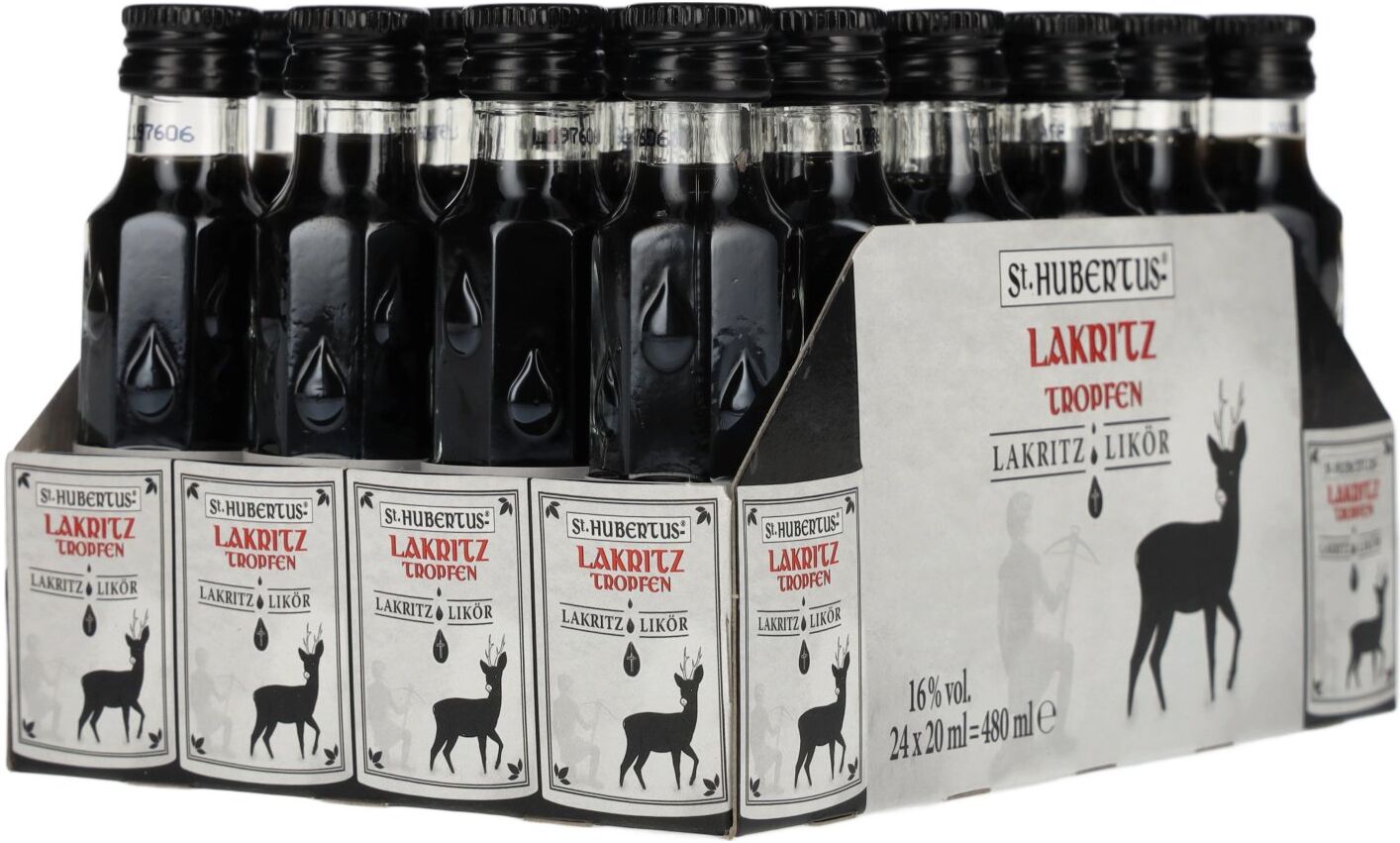 St. Hubertus Likör St. Hubertus LAKRITZ Tropfen Lakritz-Likör 16% Vol. 24x0,02l