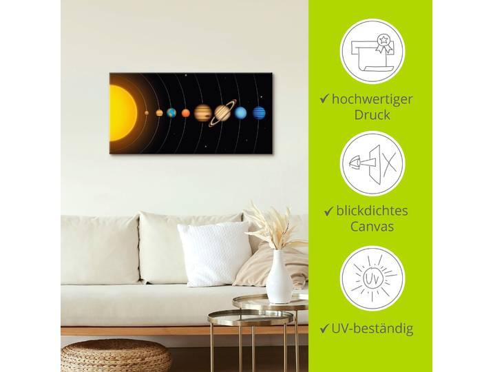 Wandbild ARTLAND Vector Sonnensystem mit Planeten , bunt (farbe bild(er): bunt), B:150cm H:75cm, Bilder, Wandbild, als Alubild, Leinwandbild, Poster in verschied. Grössen