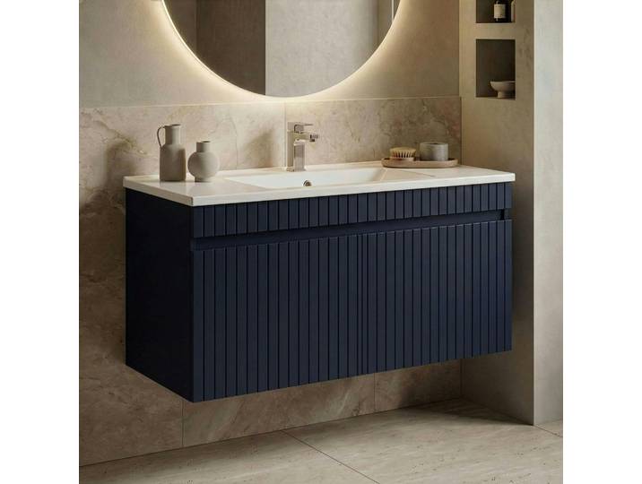 Meuble Vasque Suspendu 100 Cm Marine 2 Portes Yara