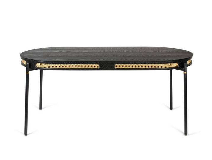Bold Monkey Esstisch Esstisch Wiener Geflecht Don't Stop The Webbing Schwarz Gold Rattan