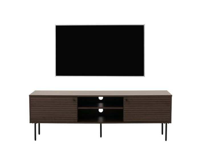 Mendler TV-Rack HWC-N78 50x150x40cm Metall - Dunkelbraun Lowboard, TV-Schrank, skandinavischer Stil, Holz, Melamin